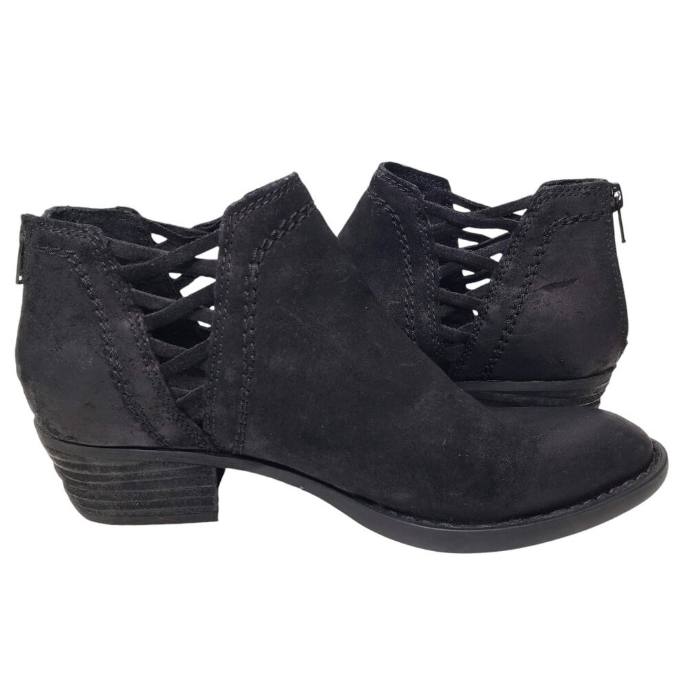 Born Waterville Booties Women's Distressed Suede Western Woven Side Pointy 7M